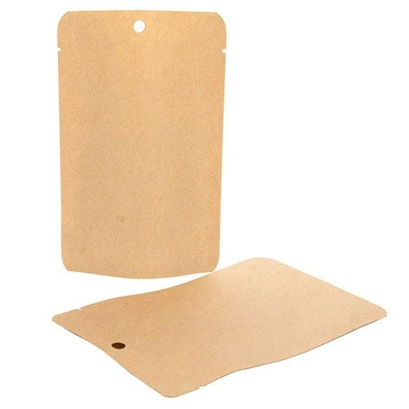 Stand Up Pouches Kraft Compostable 10.2x6x15.2cm no Grip Seal | 57 grams