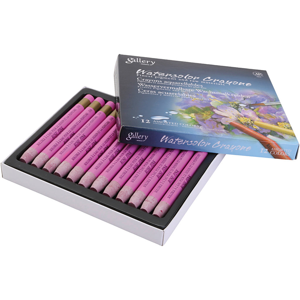 Watercolor Crayons, pink, 12 pc