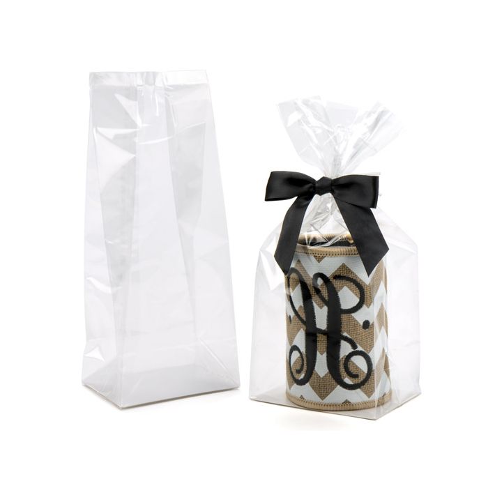 Block Bottom Bags Clear 10.2x7.6x25.4cm with paper insert