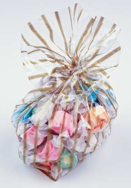 Printed Bags Stripes Gold 10.2x6.4x24.1cm with side gusset