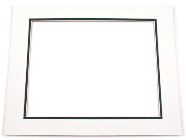 Mount Board Double thick Ivory/dark Green 20.3x25.4cm with 11.8x16.8cm Window
