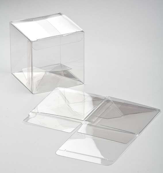 Plastic Gift Boxes 7.6x7.6x7.6cm Crystal Clear with Autolock Bottom