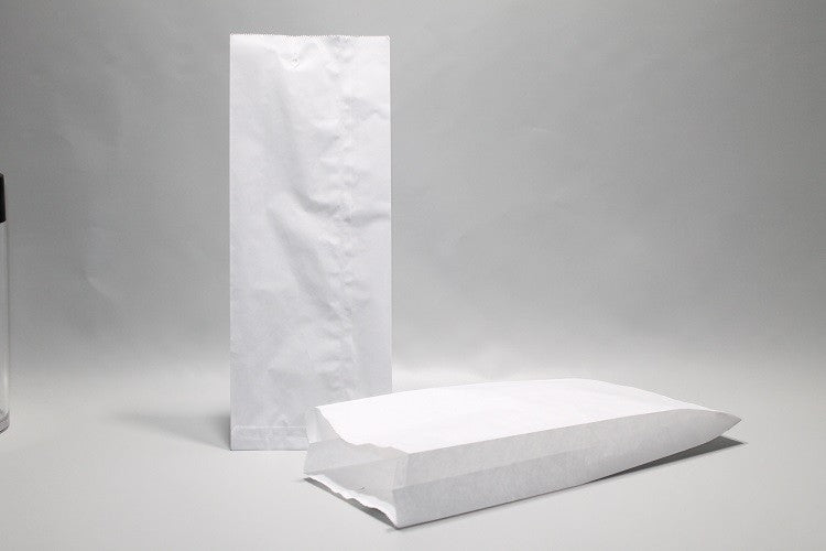 Paper Bags White 14x6x28cm with side gusset | Content 1.5kg Cellulose 35grs (125 pieces)