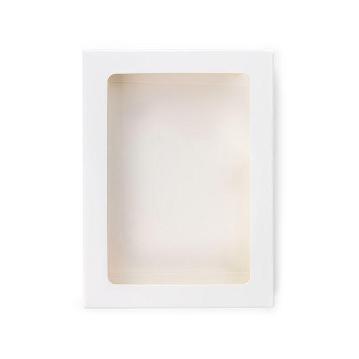 White Gift Boxes Window Box w/ attached window 10.2x2.1x13.8 cm