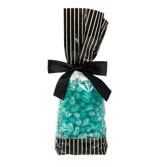 Printed Bags Black with Cream stripes 6.7x4.8x27.3cm with side gusset