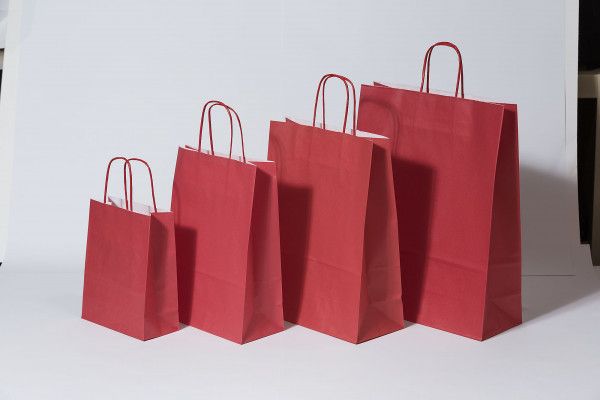 Paper Carrier Bags Red 22+10x31cm Kraft 90 grams