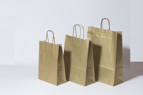 Paper Carrier Bags Gold 22+10x31cm Kraft 90 grams