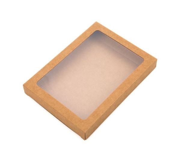 Pappschachteln Kraft Braun mit Fenster 12.5x2.2x16.8cm