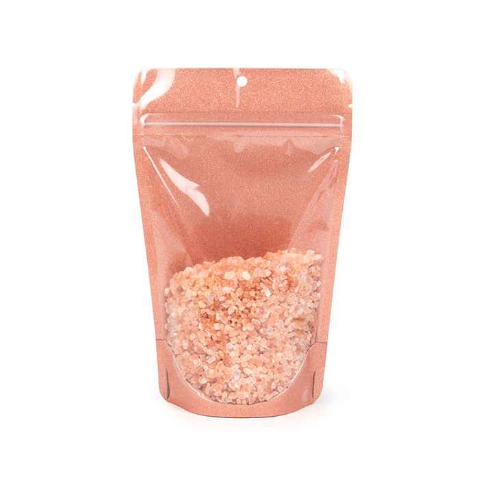 Stand Up Pouches transparent/Rose Gold Glitter 13x7,9x20,6 cm