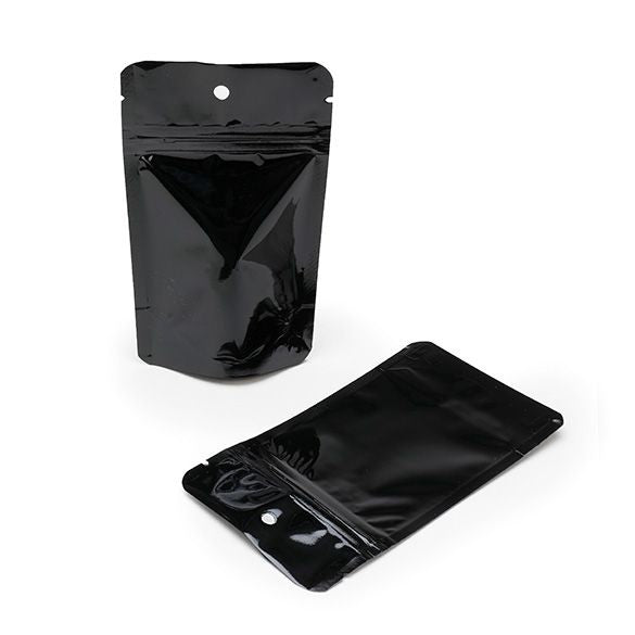 Stand Up Pouches Black 10x6x15cm | 57 grams with round hang hole