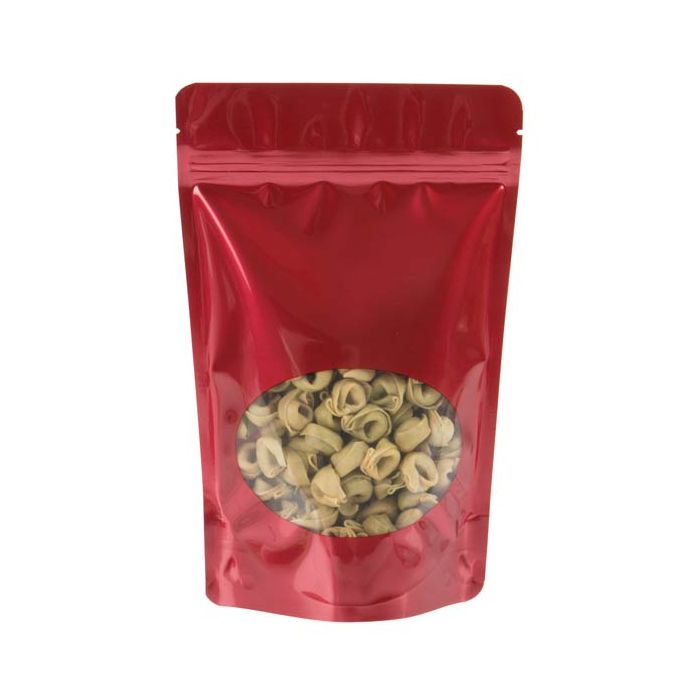Stand Up Pouches Red with oval Window 15x9x23.2cm | 312 grams