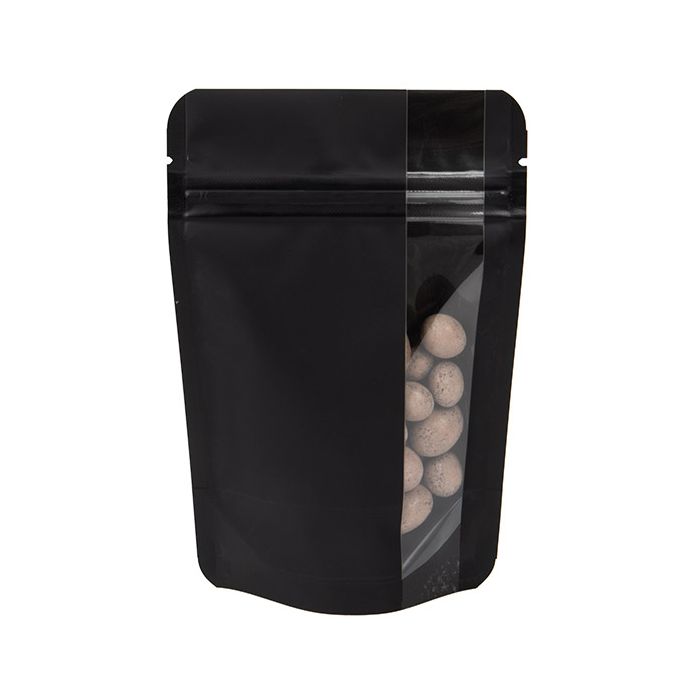 Stand Up Pouches Matte Black With Vertical Window 10,2x6x15,2 cm