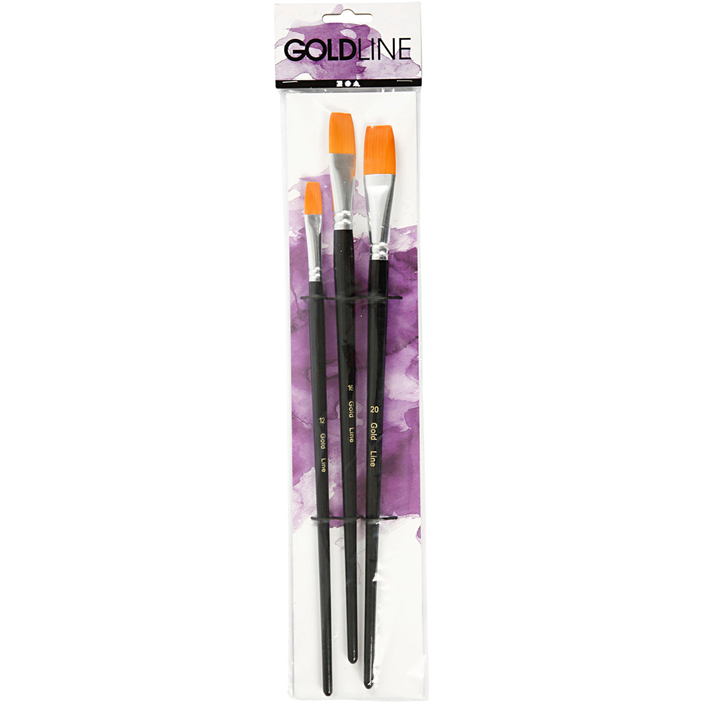 Gold Line Pinsel, Nr. 12+16+20, L 30-33 cm, B 12-20 mm, Flach, 3 Stk/ 1 Pck [HOB-100276]