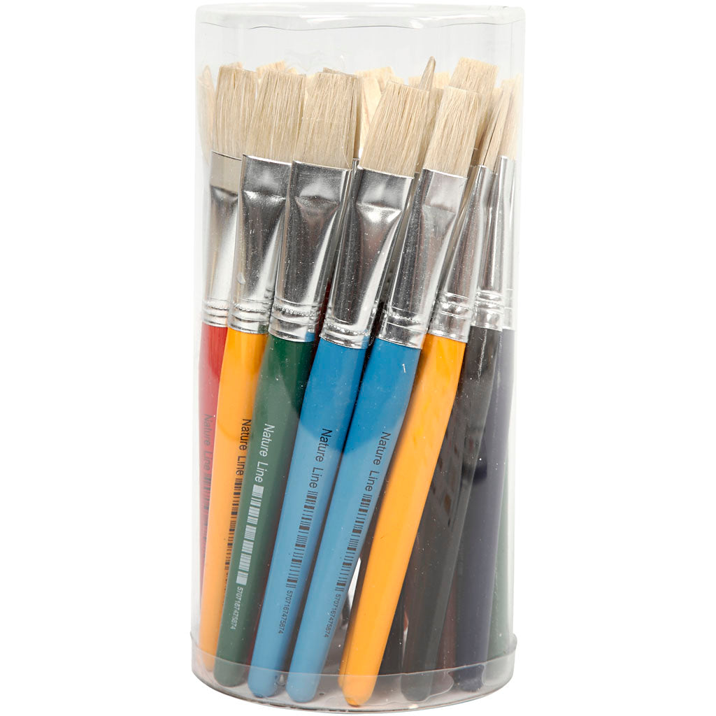 Kids Paint Brushes, L: 19 cm, W: 15 mm, flat, 30 pc