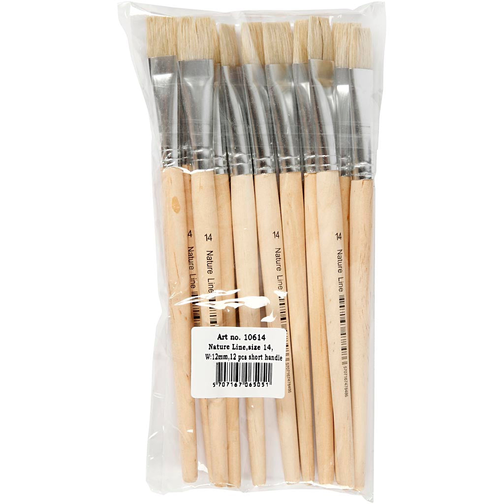 Nature Line Pinsel, Nr. 14, L 20 cm, B 15 mm, Flach, 12 Stk/ 1 Pck [HOB-10614]