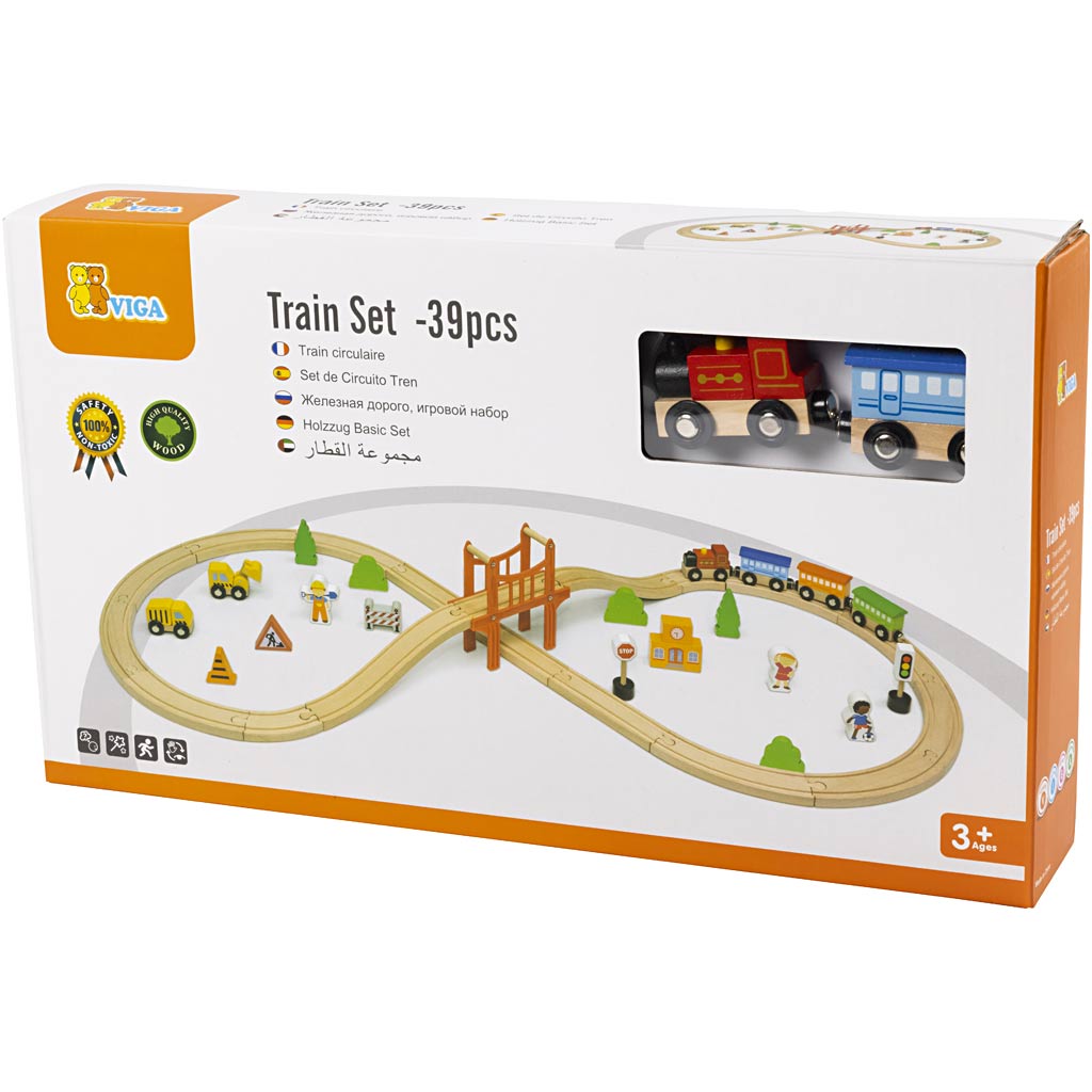 19-Teiliges Eisenbahnset von VIGA, 39 Teile/ 1 Pck [HOB-14340387]
