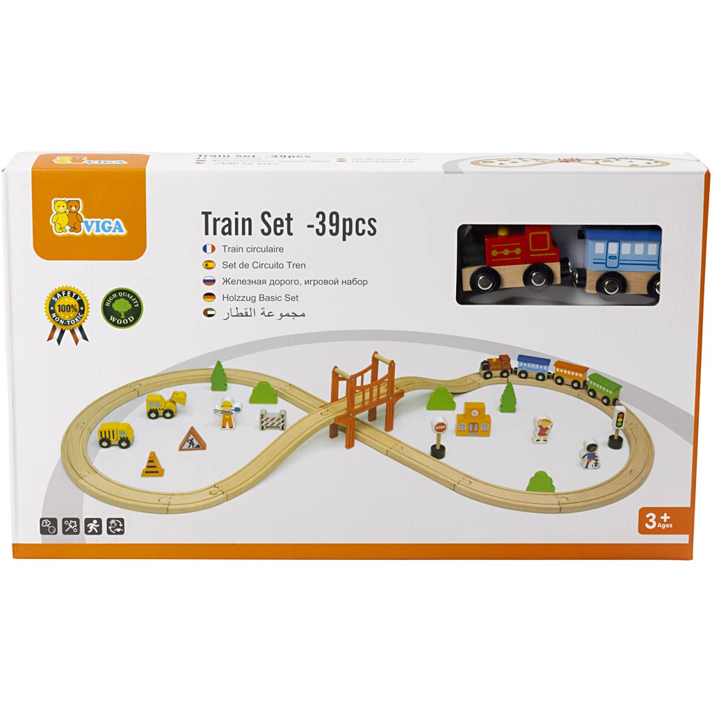 19-Teiliges Eisenbahnset von VIGA, 39 Teile/ 1 Pck [HOB-14340387]
