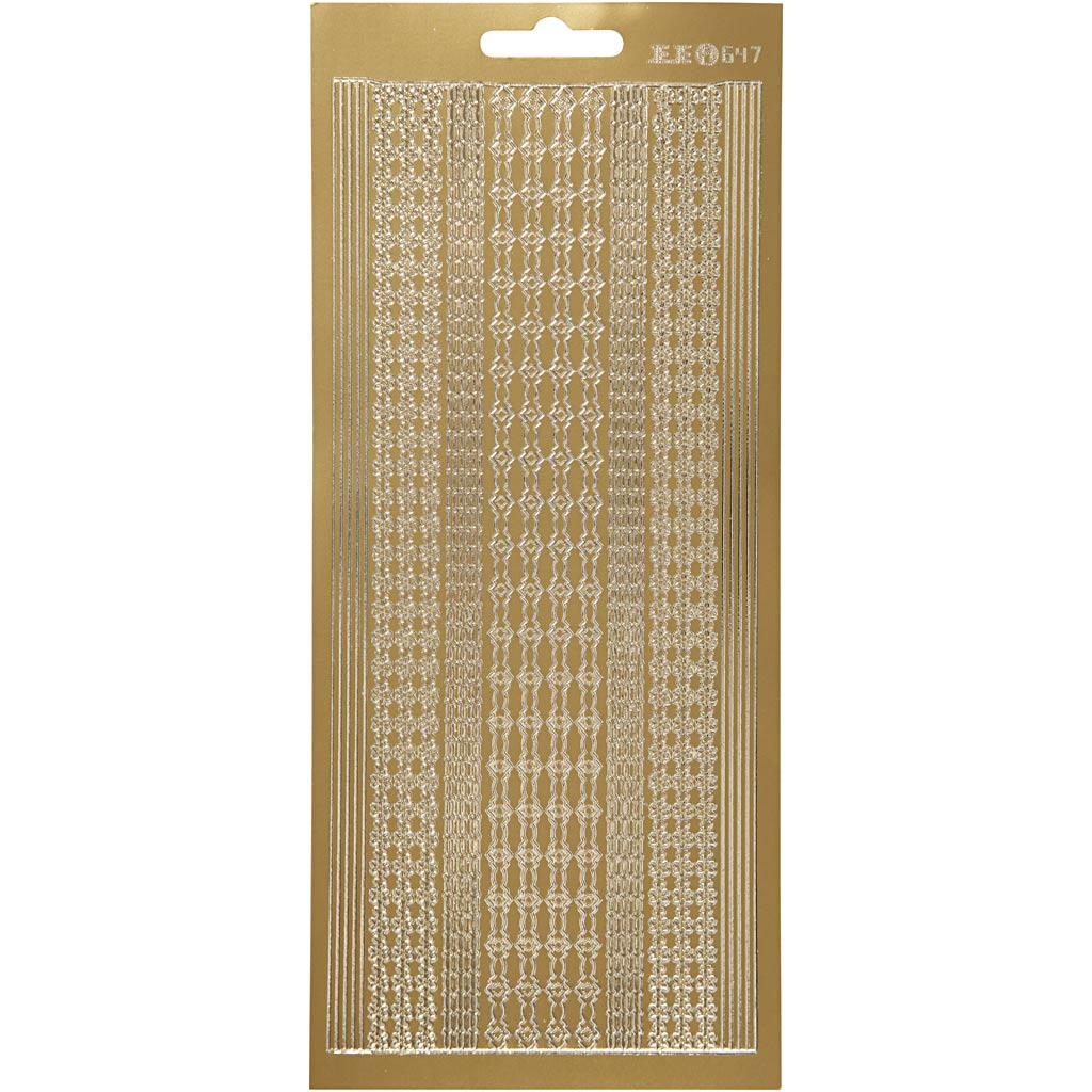 Stickers, borders, sheet 10x23 cm, gold, 1 sheet