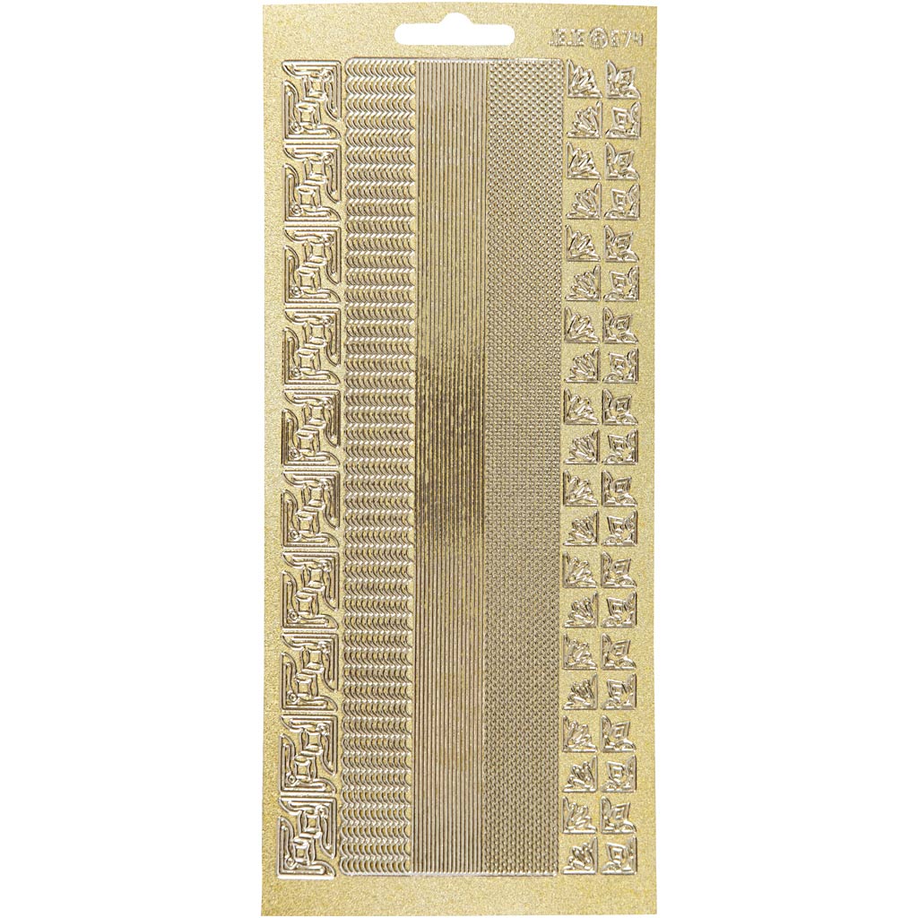 Stickers, borders, sheet 10x23 cm, gold, 1 sheet