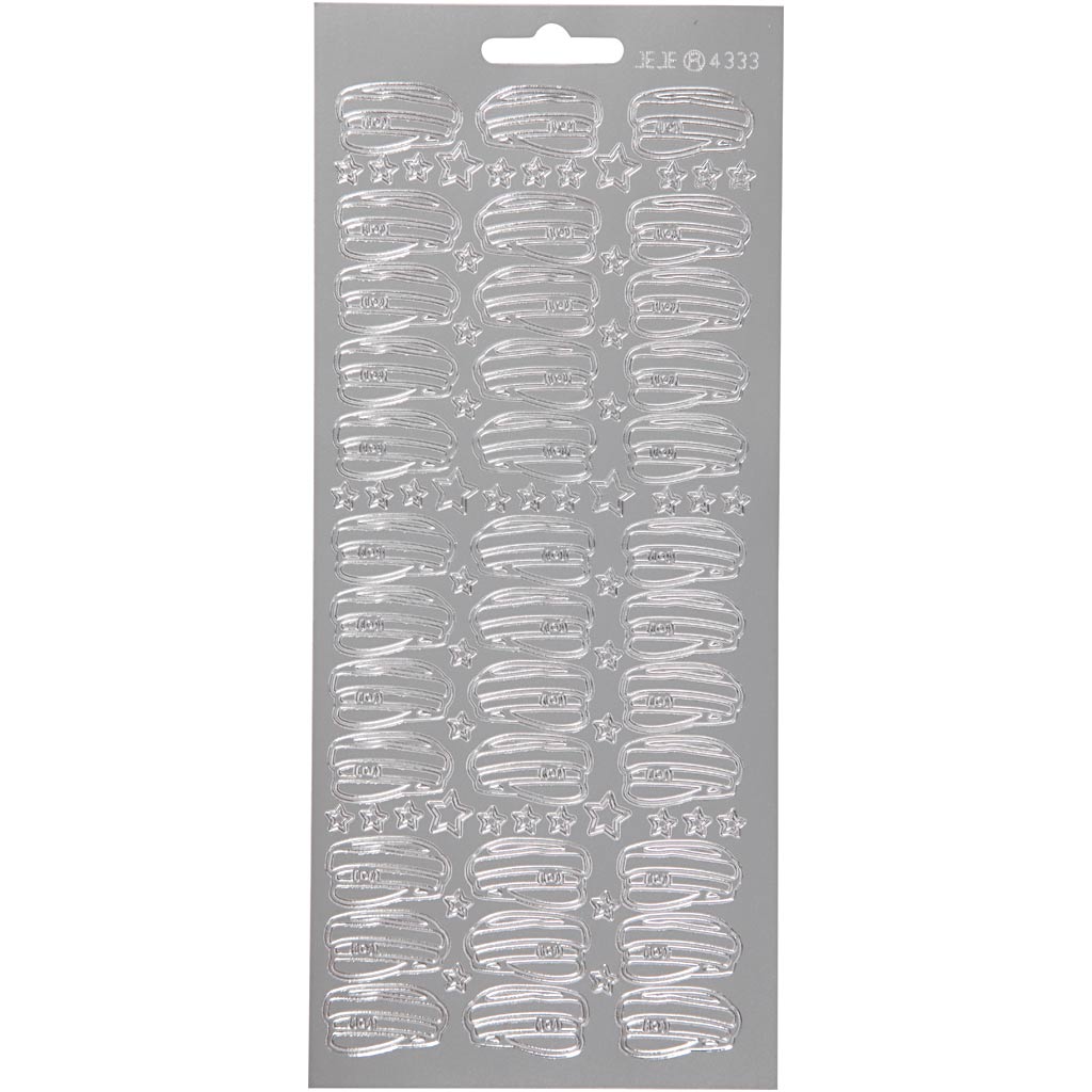 Stickers, hat, sheet 10x23 cm, silver, 1 sheet