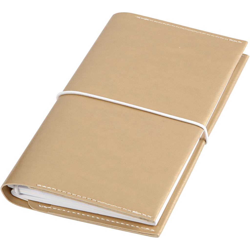 Planner, size 10x18x1,5 cm, elastic closure, gold
