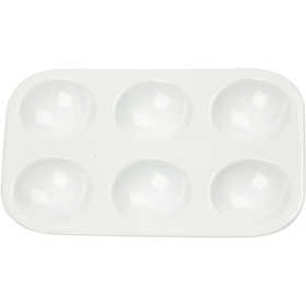 Palette, Rechteckige Palette mit 6 Vertiefungen, Größe 13x8,5 cm, Weiß, 1 Stk [HOB-100288]