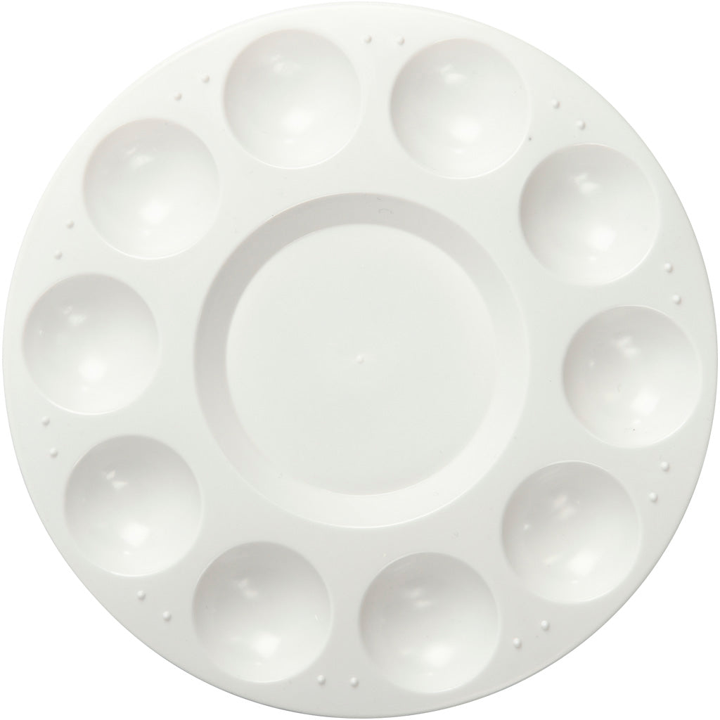 Palette, Runde Palette mit 11 Mulden, D 17 cm, Weiß, 1 Stk [HOB-103300]
