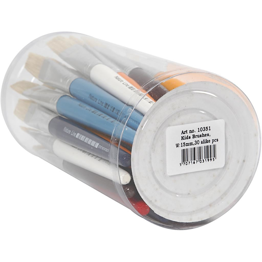 Kinderpinsel, L 19 cm, B 15 mm, Flach, 30 Stk/ 1 Pck [HOB-10351]