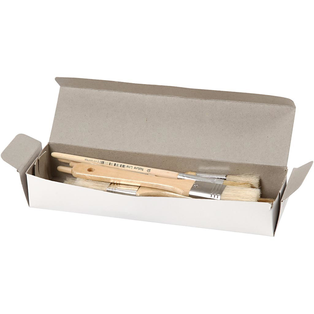 Lackierpinsel - Sortiment, Nr. 10+16+25+35+50, L 18,5-21,5 cm, B 13-50 mm, Flach, 10 Stk/ 1 Pck [HOB-10488]