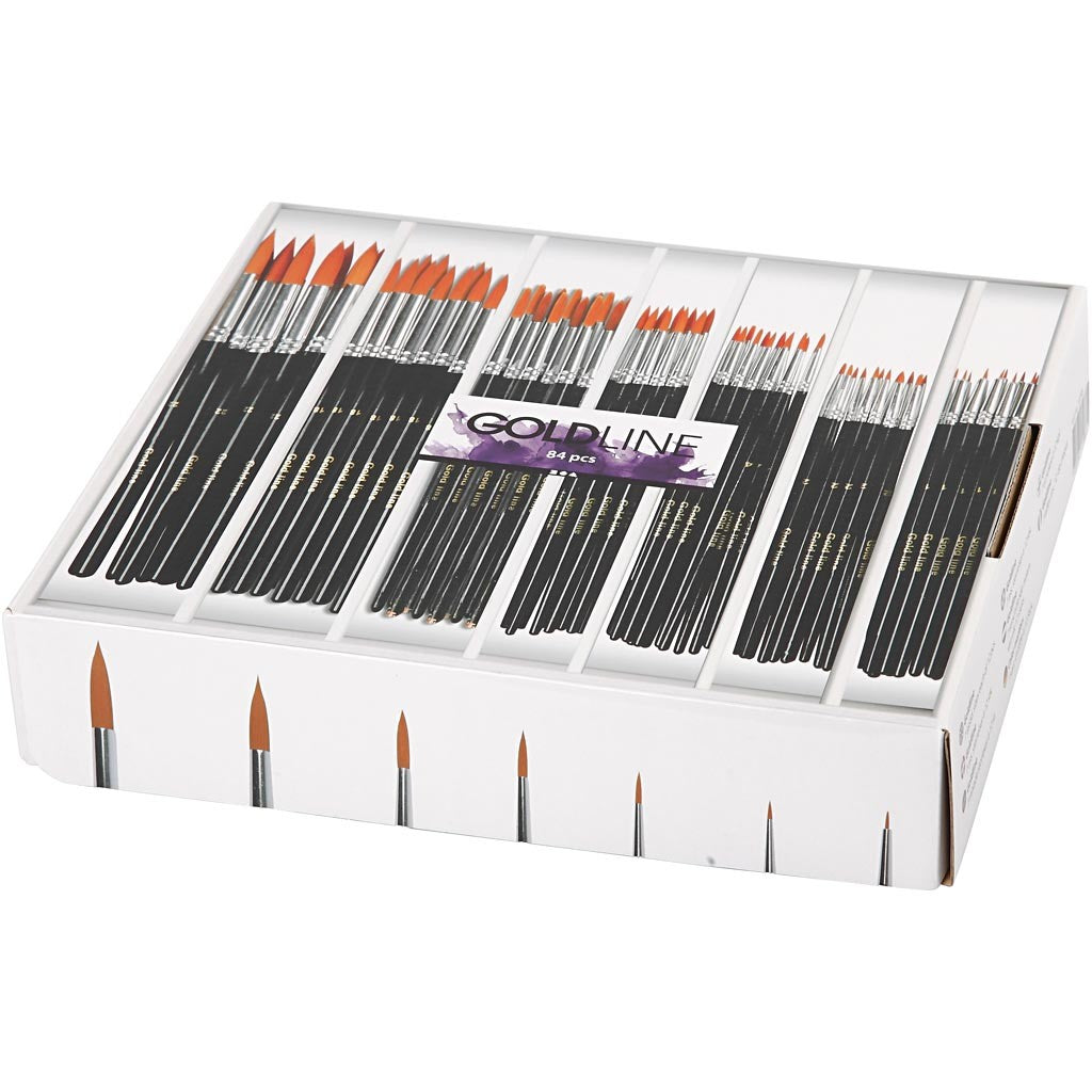 Gold Line Pinsel, Nr. 1+2+4+8+12+18+22, L 17-21 cm, B 1-7 mm, rund, 7x12 Stk/ 1 Pck [HOB-10748]