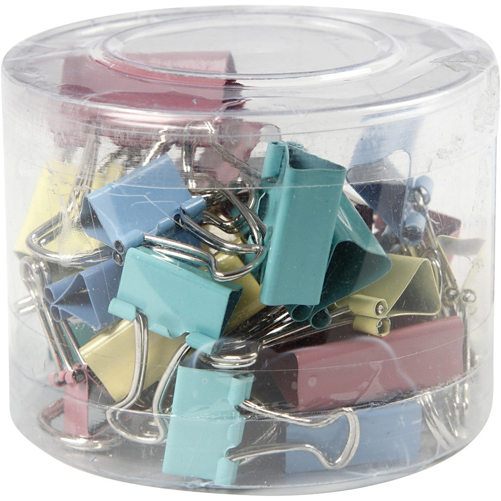 Foldback Klammer, B 15-19-25 mm, Pastellfarben, 30 sort./ 1 Pck [HOB-14202]