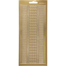 Sticker, Bordüren, Blatt 10x23 cm, Gold, 1 Bl. [HOB-170021]