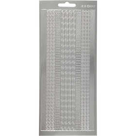 Sticker, Bordüren, Blatt 10x23 cm, Silber, 1 Bl. [HOB-170022]