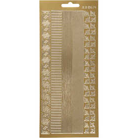 Sticker, Bordüren, Blatt 10x23 cm, Gold, 1 Bl. [HOB-170023]