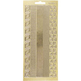 Sticker, Bordüren, Blatt 10x23 cm, Gold, 1 Bl. [HOB-170024]