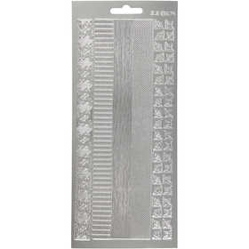 Sticker, Bordüren, Blatt 10x23 cm, Silber, 1 Bl. [HOB-170026]