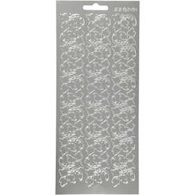 Sticker, Blätter, Blatt 10x23 cm, Silber, 1 Bl. [HOB-170102]