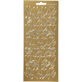Sticker, Herzen, Blatt 10x23 cm, Gold, 1 Bl. [HOB-170104]