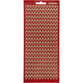 Sticker, Herzen, Blatt 10x23 cm, Gold, Rot mit Glitter, 1 Bl. [HOB-170114]
