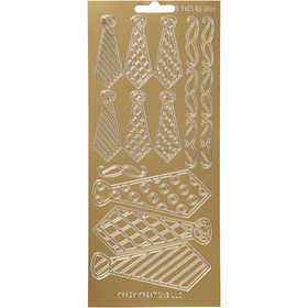 Sticker, Krawatten, Blatt 10x23 cm, Gold, 1 Bl. [HOB-170147]