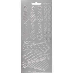 Sticker, Krawatten, Blatt 10x23 cm, Silber, 1 Bl. [HOB-170148]