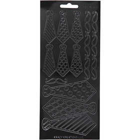 Sticker, Krawatten, Blatt 10x23 cm, Schwarz, 1 Bl. [HOB-170149]