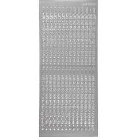 Sticker, Zahlen, Blatt 10x23 cm, Silber, 1 Bl. [HOB-170221]