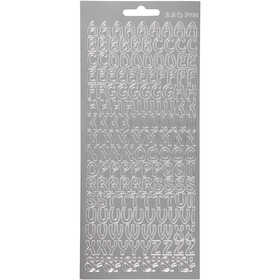 Sticker, Buchstaben, Blatt 10x23 cm, Silber, 1 Bl. [HOB-170225]
