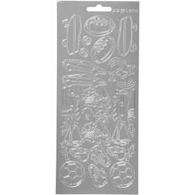 Sticker, Sport, Blatt 10x23 cm, Silber, 1 Bl. [HOB-170233]