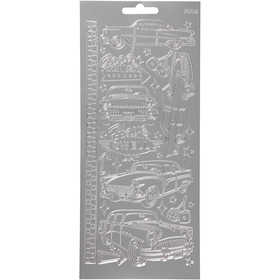 Sticker, Autos, Blatt 10x23 cm, Silber, 1 Bl. [HOB-170241]