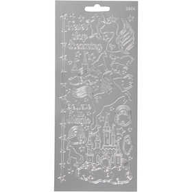 Sticker, Einhörner, Blatt 10x23 cm, Silber, 1 Bl. [HOB-170259]