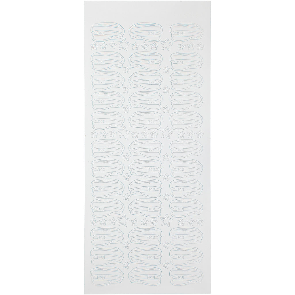 Sticker, Kappen, Blatt 10x23 cm, Weiß, 1 Bl. [HOB-170287]