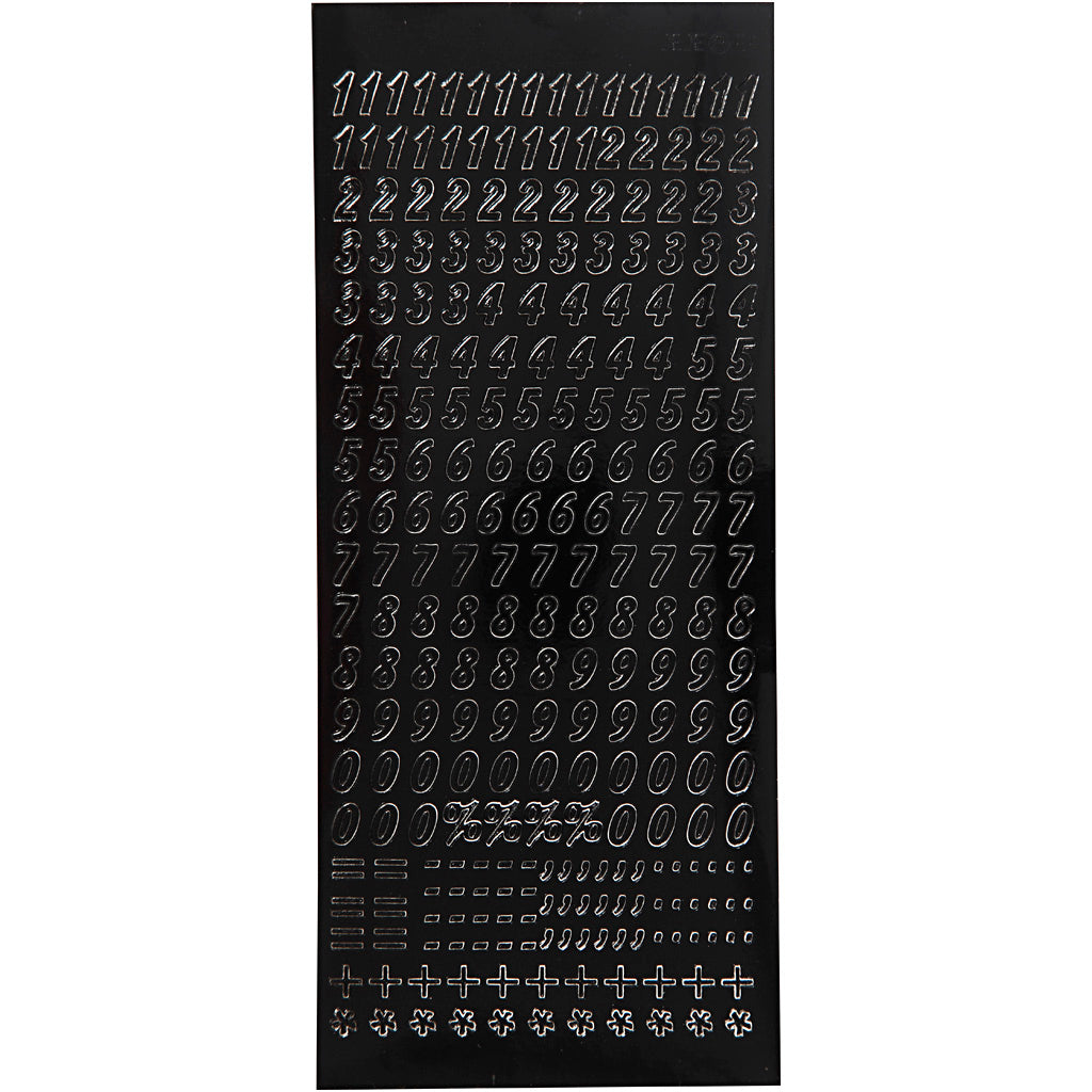 Sticker, Kleine Zahlen, Blatt 10x23 cm, Schwarz, 1 Bl. [HOB-170292]