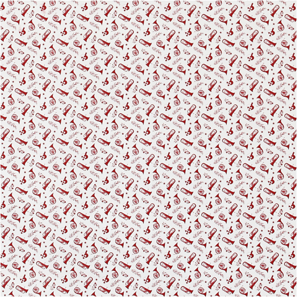 Geschenkpapier, Trompete, B 70 cm, 80 g, Rot, Weiß, 4 m/ 1 Rolle [HOB-190120]